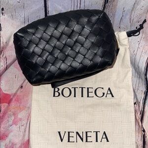 Bottega Veneta Napa Intrecciato Zip Wristlet Clutch Black